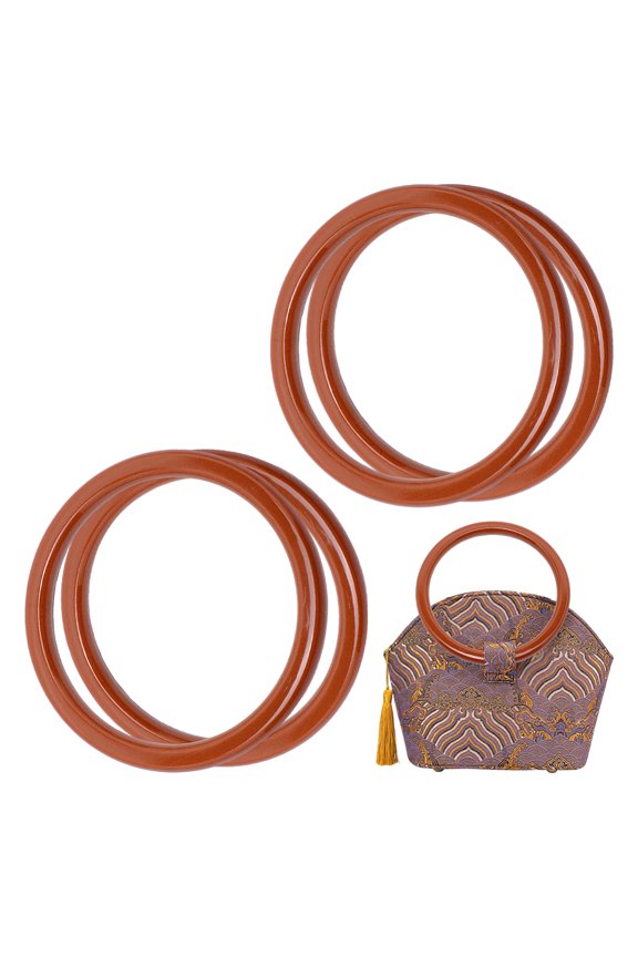 4Pcs Plastic Bag Handles for Bag Replacement Accessories Flat Round Ring Coconut Brown 133x12mm Inner Diameter: 119mm