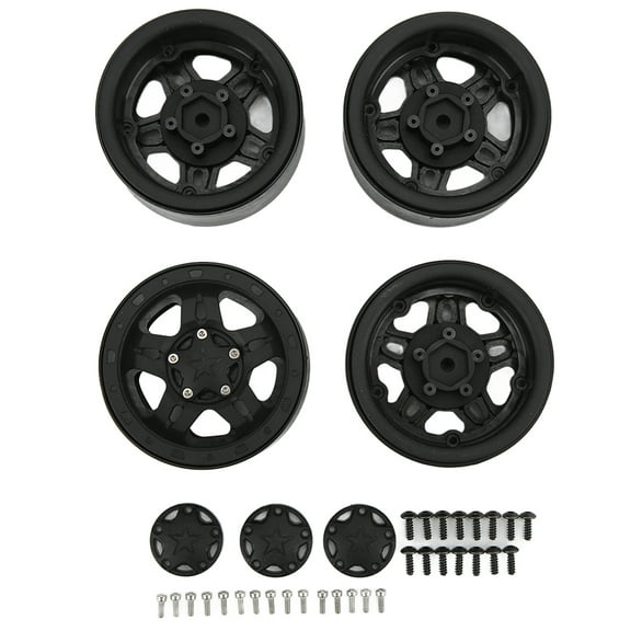 4Pcs Plastic Car Wheels for 1/10 Remote Control Car for SCX10 90046 Black
