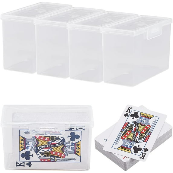 4Pcs Plastic Card Storage Box Clear Playing Card Case 1.8" x 4.1" x 2.6" Transparent Blank Trading Poker Organizer Holder Snap Closed Boxes for Bank Business Travel Accessories for DIY