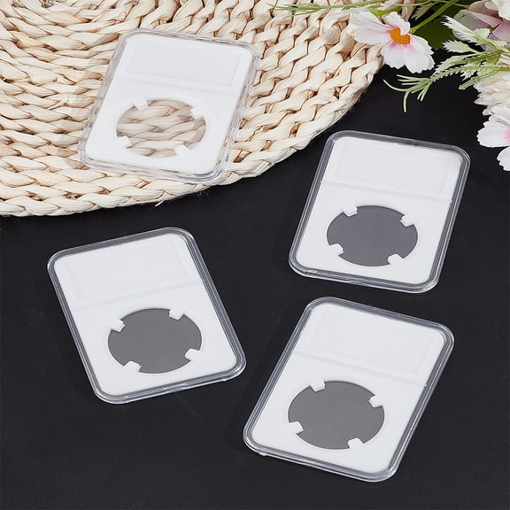 4Pcs Plastic Coin Storage Box Rectangle Coin Holder White Small Item Organizer Sleeves for Jewelry Currency Bills Collectors