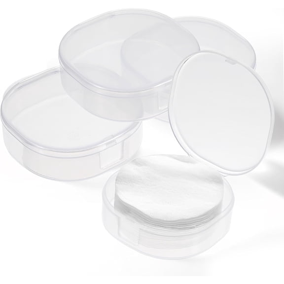 4Pcs Plastic Cotton Square Holder Cosmetic Cotton Pads Holder Travel Portable Travel and Sealed for Makeup Remover Cottons Ball, White