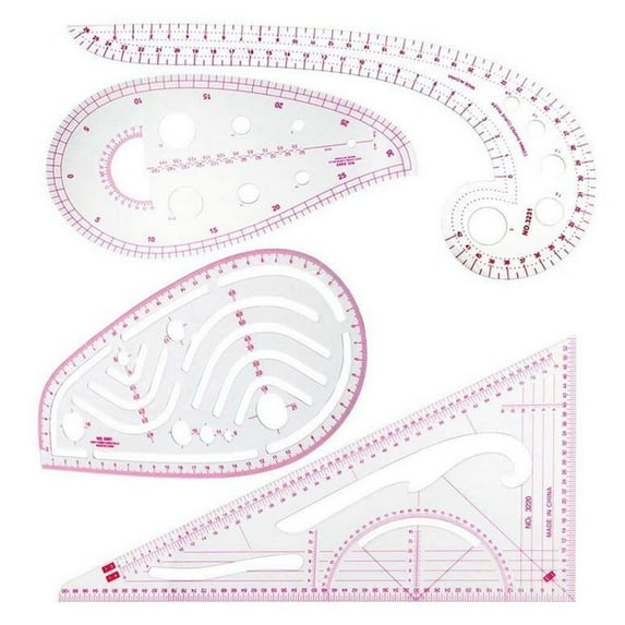 4Pcs Plastic DIY Sewing Ruler French Curve Measuring Template Tailor Drawing Painting Craft Tool