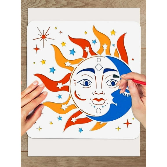 4Pcs Plastic Drawing Stencils Painting Sun Reusable Stencil Crafts Drawing Templates