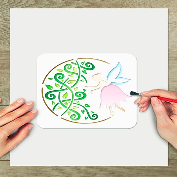 4Pcs Plastic Drawing Templates Fairy Flower Moon Painting Stencils Butterfly Tree Reusable Stencil