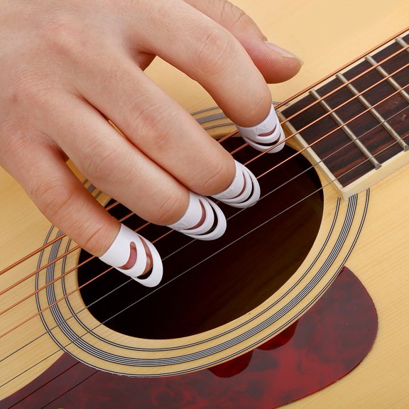4Pcs Plastic Finger Picks Comfortable Durable Protector Set for Guitar Bass Ukulele Mandolin
