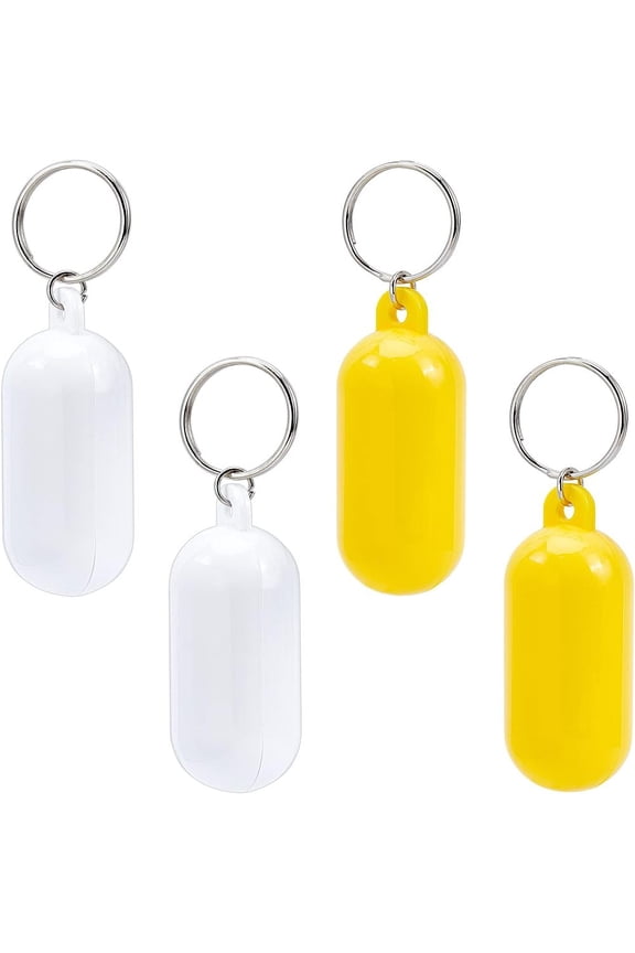 4Pcs Plastic Floating Keychain 3.5 Inch Long Pill-shape Floating Key Ring Floating Key Holder DIY