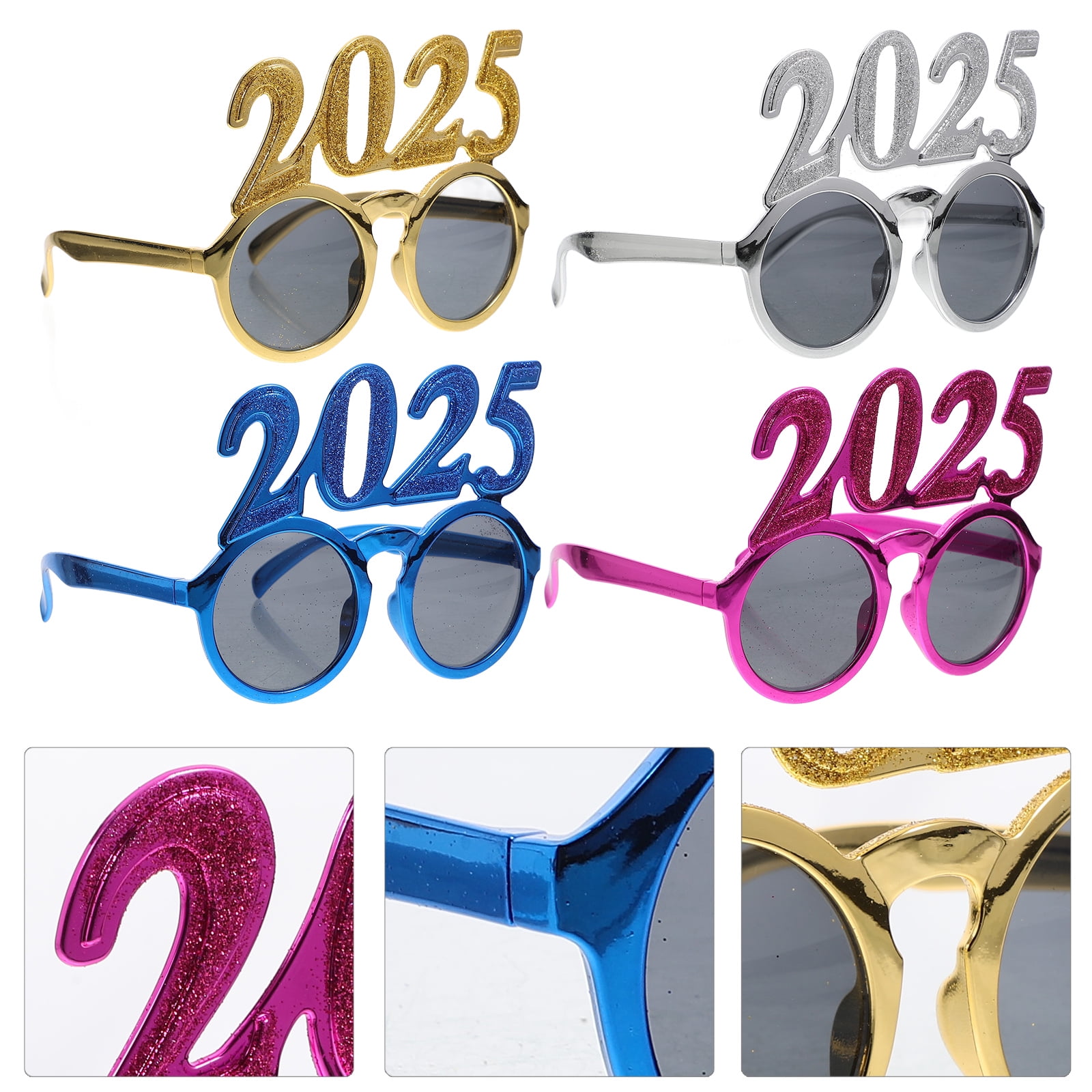 4Pcs Plastic Glasses Happy New Year's Eve Glasses Graduation 2025