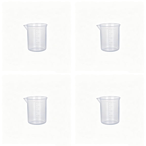 4Pcs Graduated Beaker 100ml/3.4oz Clear Measuring Cup, Transparent Mixing Cup with ML Marks for Kitchen Cooking Lab Science Medicine Liquid Measurement Tool