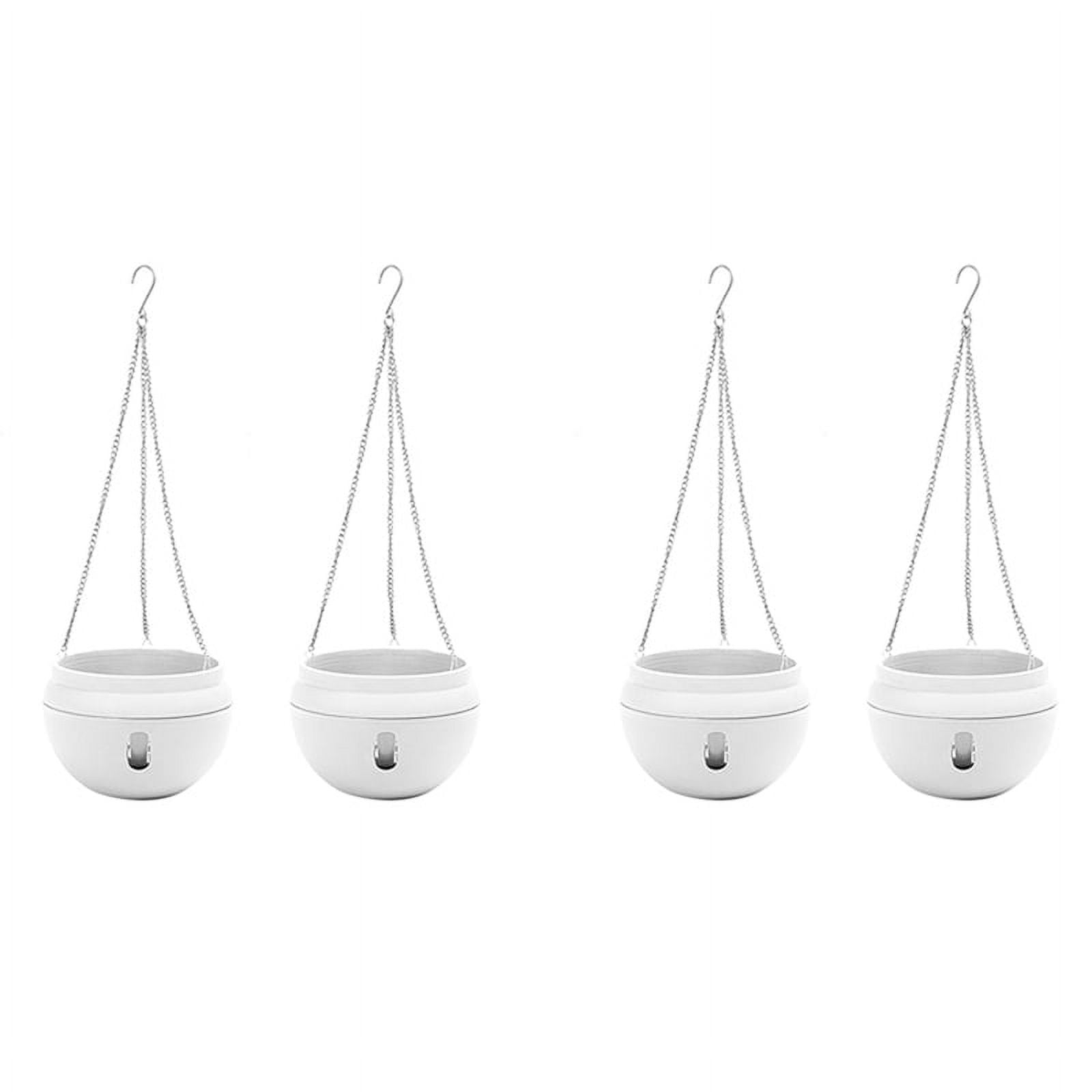 4Pcs Plastic Hanging Planter Self Watering Basket with Hooks, Hanging Flower Pot with Detachable