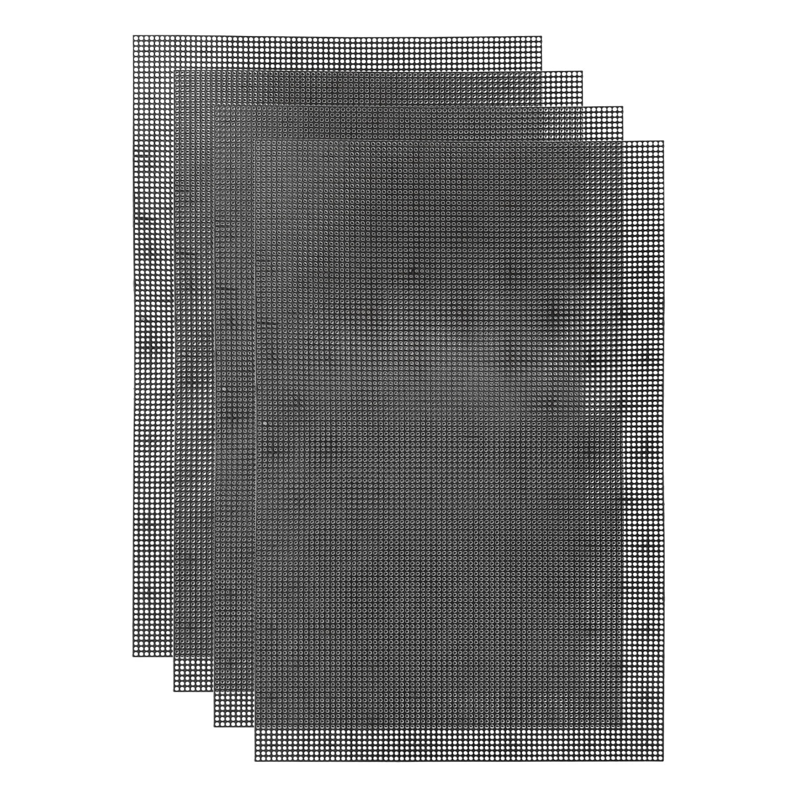 4Pcs Plastic Mesh Canvas Sheets 13"x20" 7 Count Round Hole Blank Canvas Black for Embroidery Needlepoint