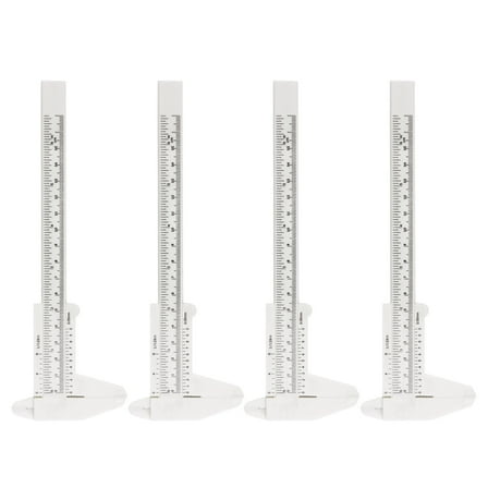 4Pcs Plastic Mini Vernier Caliper Metric Portable Sliding Pocket Caliper Ruler Gauge Micrometer Measuring Tool(White)