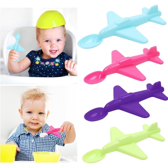 4Pcs Plastic Small Airplane Spoon, Airplane Creative Home Kitchen Tableware, Small Airplane Shape Spoon, Portable Tableware