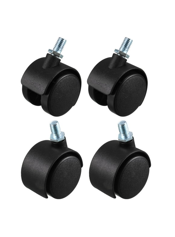 4Pcs Plastic Swivel Caster Wheel, Office Desk Chair Replacement Casters Wheels, Plastic Wheel For Cabinet Chair,Cabinet Caster,Black