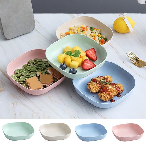 4Pcs Plastic Trays Snack Plates Kitchen Bowls, Plastic Plates Serving Platters Food Tray Decorative Serving Trays for Candy,Fruits,Dessert,Salad Dish Home Wedding Party Platters