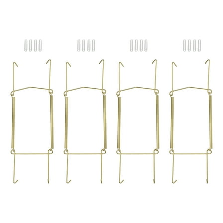 Uxcell 4Pcs Plate Hanger, 10 inch U Type Zinc Plated Invisible Wall Plate Hangers, Gold