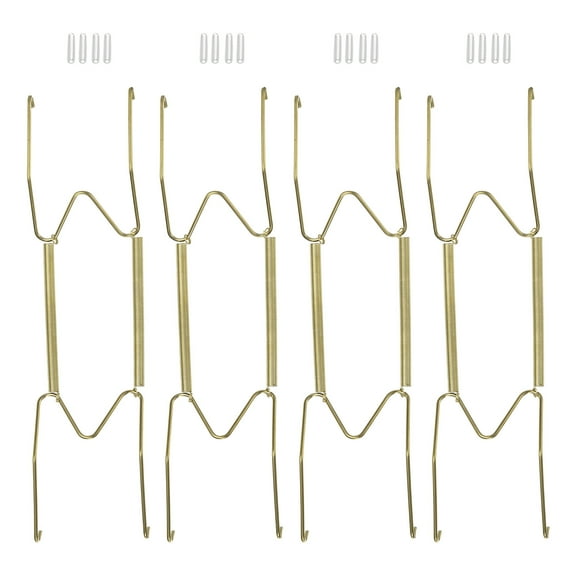 Uxcell 4 Pcs Plate Hanger 8.2'' x 1.85'' W Type Stainless Steel Invisible Wall Plate Hangers Gold