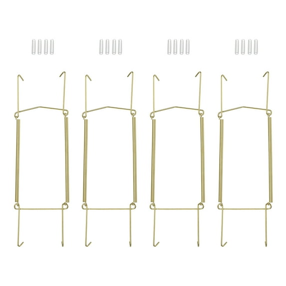 Uxcell 4 Pcs Plate Hanger 9 x 2.8 inch U Type Zinc Plated Invisible Wall Plate Hangers Gold