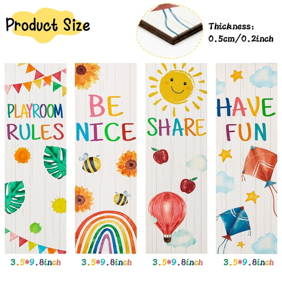 Playroom Wall Decor ,Colorful Plaque Hanging Sign,4Pcs
