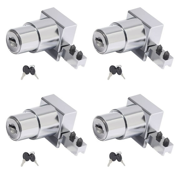 4Pcs Plunger Push Lock with Key for Sliding Glass Door, Showcase Lock Glass Cabinet Lock, Plunger Push Lock