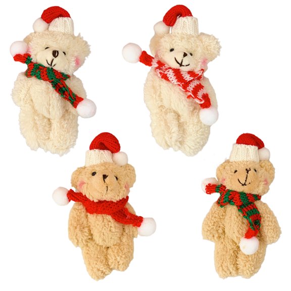 4Pcs Plush Bear Pendants Soft Stuffed Animal Toys Cute Blush Bear Toys Gifts for Boys Girls