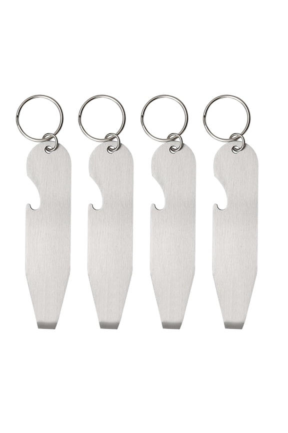 4Pcs Pocket Bottle Cap Opener Beverage Bottle Opener Keyring Stainless Opener Keychain for Campings Parties