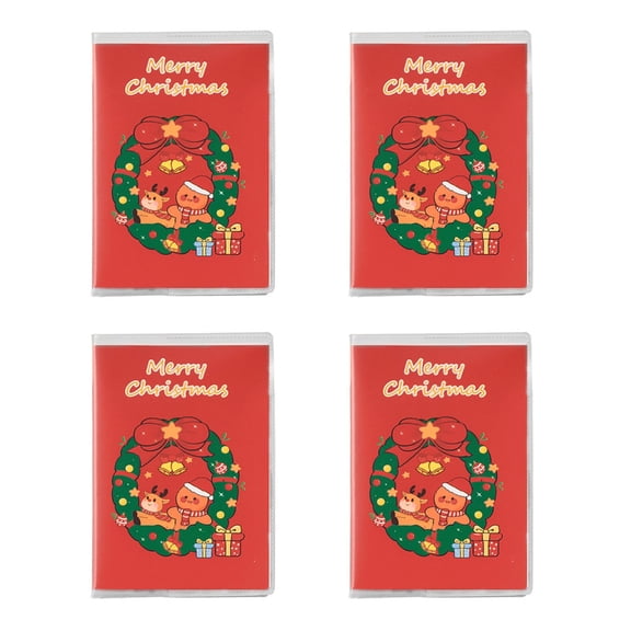 4Pcs Pocket Notebook with 128Pages Lined Christmas Themed Notepads 4.2x3Inch