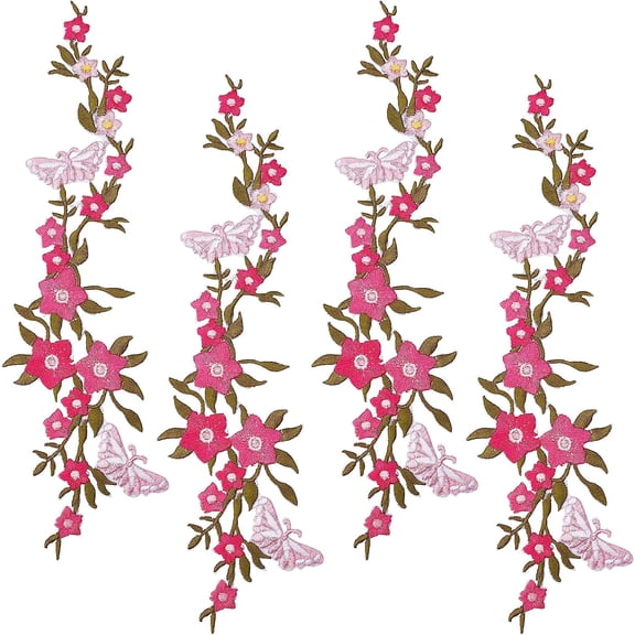 4Pcs Polyester Embroidered Sew on/Iron on Collar Decoration with Hot Melt Adhesive Back Neckline Trim Clothes Sewing Applique Edge for Handmade