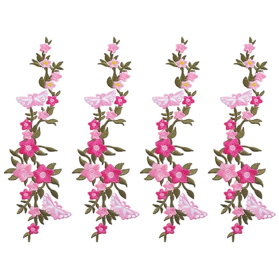 4Pcs Polyester Embroidered Sew on/Iron on Collar Decoration with Hot Melt Adhesive Back Neckline Trim Clothes Sewing Applique Edge