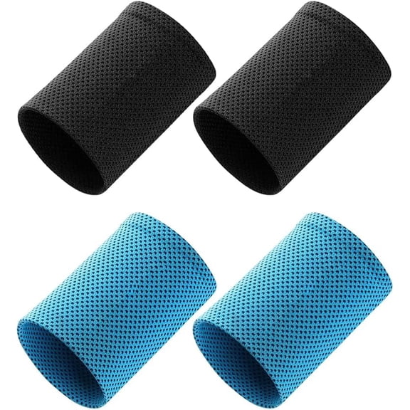 4Pcs Polyester Ice Silk Sports Wristband Cooling Sweat Wrist Towel Athletic Cool Sweat Bands
