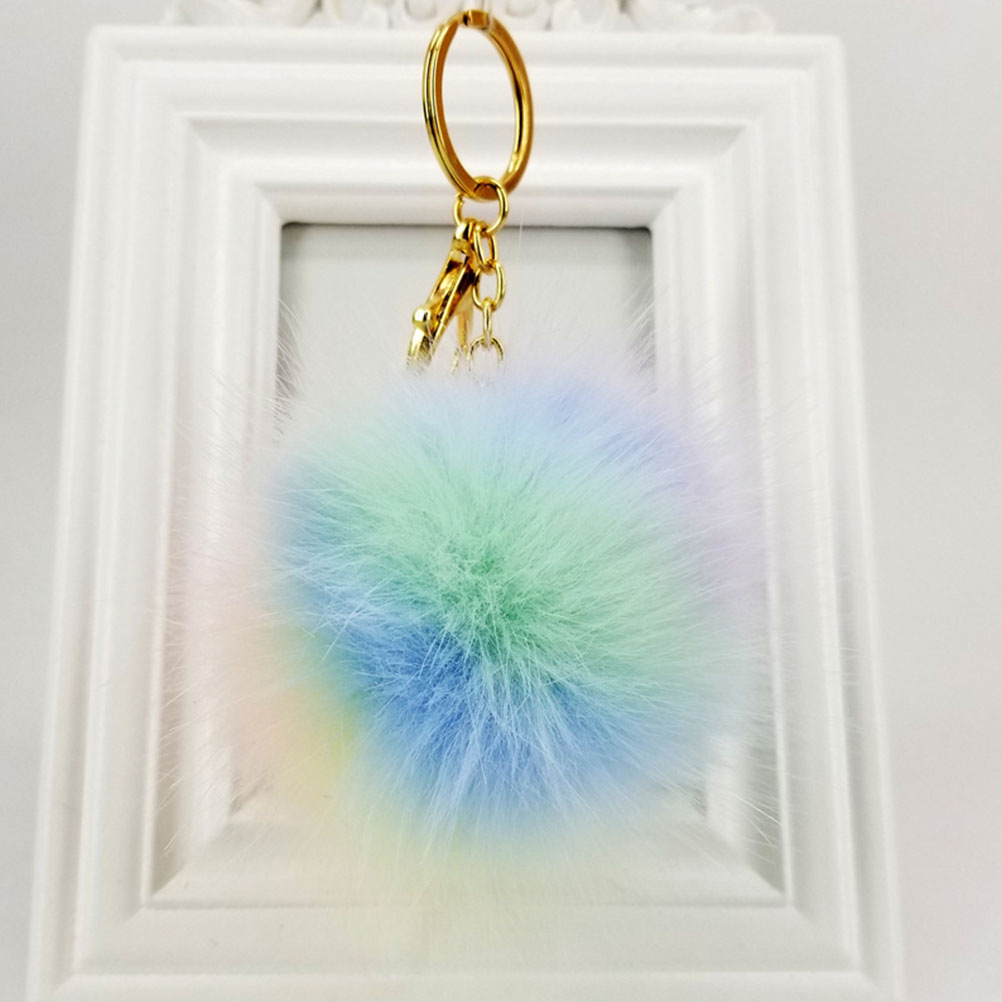 4Pcs Pom Pom Keychain Fluffy Puff Ball Keychain Beautiful Hanging