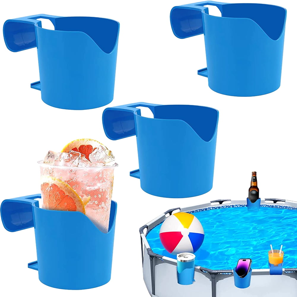 4Pcs Poolside Cup Holders for Above Ground Pools Plastic Swimming Pool ...