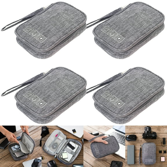 4Pcs Portable Cable Organizer Bag Small Electronic Cable Organizer Pouch Waterproof Electronics Accessories Organizer Pouch Cable Bag Travel Digital Storage Bag for Power Bank Charger Card