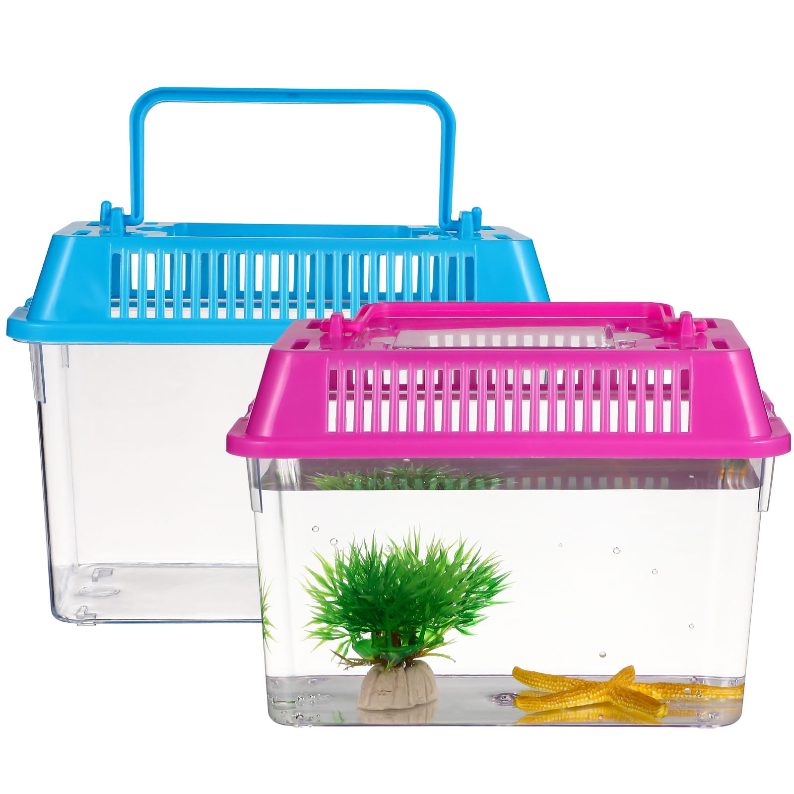 4Pcs Portable Fish Tank Handheld Aquarium Fish Tank Transparent Turtle Box Pet Hamster Box Walmart