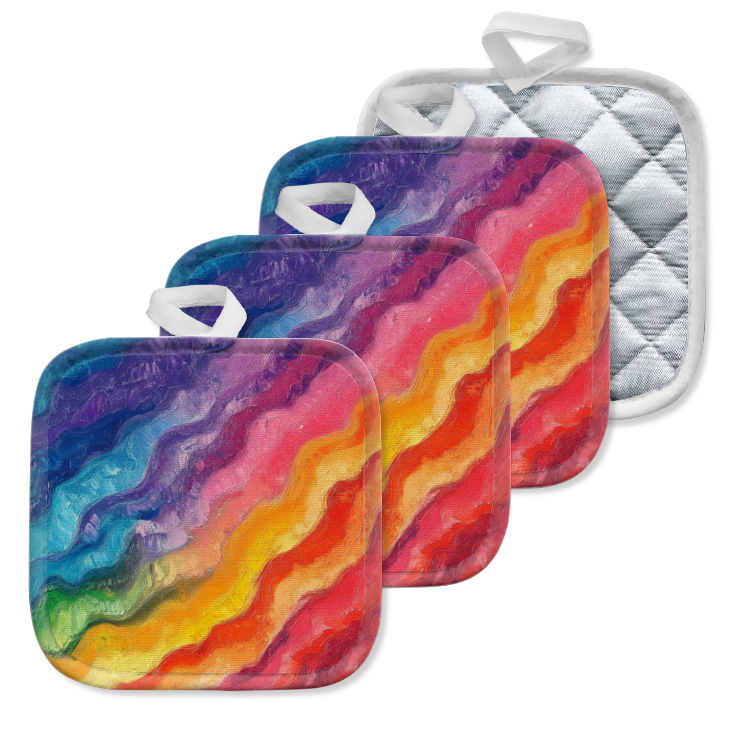 4Pcs Pot Holder for Kitchen, Abstract Flow Color Waves Composition ...