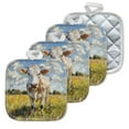 thumbnail image 1 of 4Pcs Pot Holder for Kitchen, Rustic - Textured Cow Art Composition Square Heat Resistant Hotpads, 8x8in Non Slip Dirt-Proof Kitchen Cook Oven Potholders Machine Washable, 1 of 5