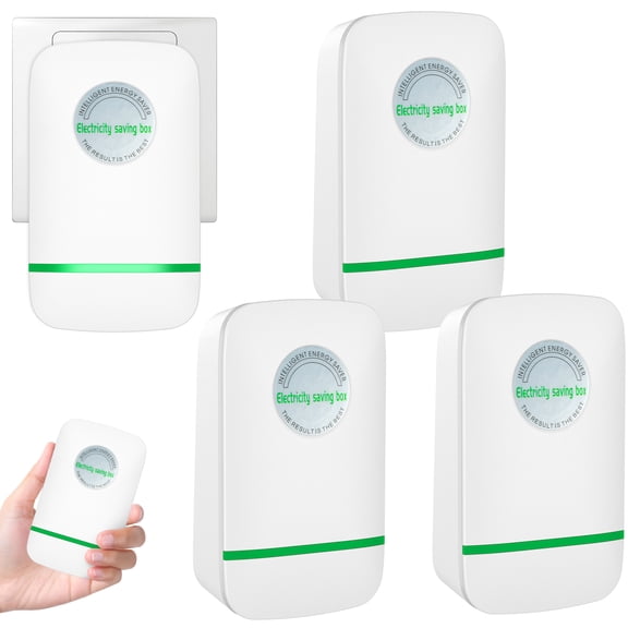 4Pcs Power Saver 90-250V 30KW Electricity Saving Box Household Energy Saver US Plug Power Saving Device Energy Saving Plug with Green Light for Home Office