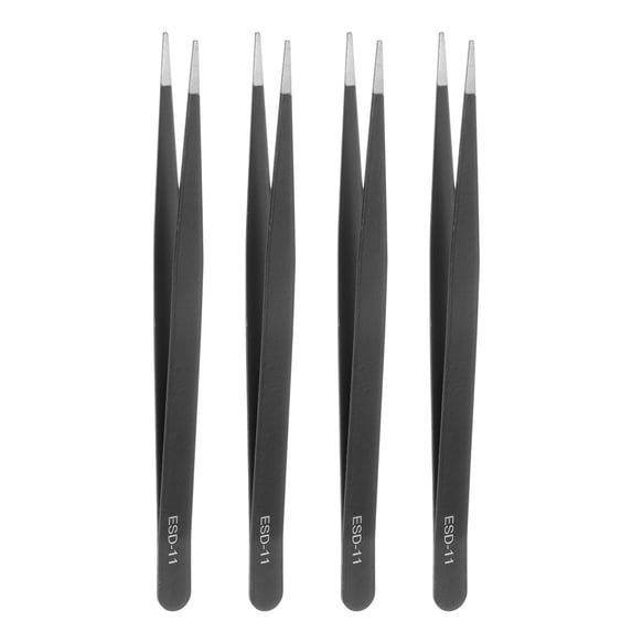 4Pcs Precision Tweezers Set ESD-11 120mm Pointed Anti-Static Anti-Magnetic Stainless Steel Technology Tweezers