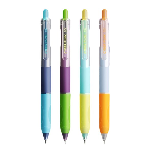 4Pcs Press Action Gel Inks Pen Quick Dry Retractable Gel Pen 0.5MM Tip Comfortable Grip for Daily Writing Journaling