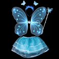 thumbnail image 1 of 4Pcs Princess Fairy Butterfly Wing+Wand+Headband+Tutu Skirt Set for Girls Kid Party Stage Prop, 1 of 3