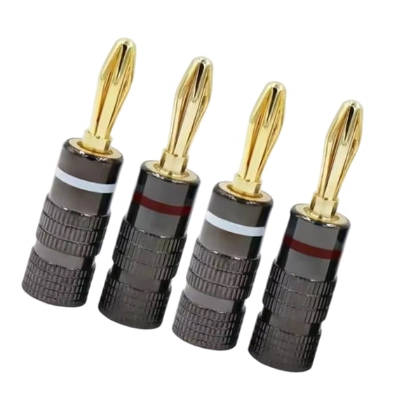 4Pcs Professional 4mm Banana Plug Gold Plated Insert Connector Pin Model Binding Post Connector with Screw Lock
