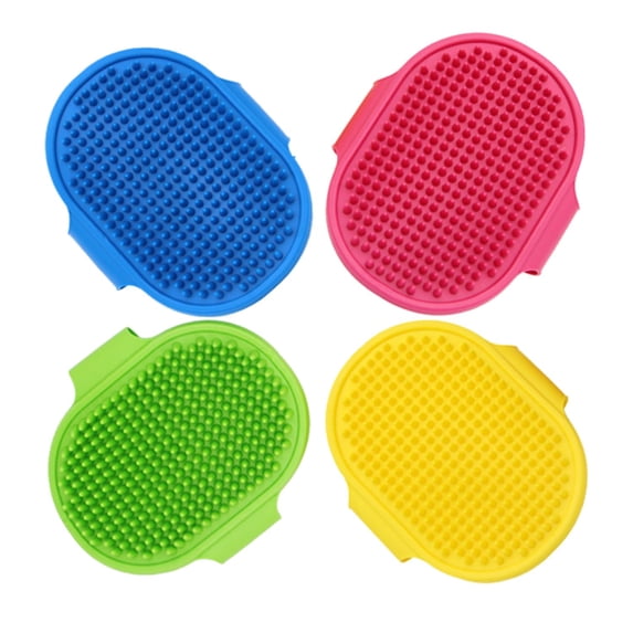 4Pcs Professional Adjustable Handle Dog and Cat Bath Brush with Rubber Bristles for Pet Grooming and Massaging