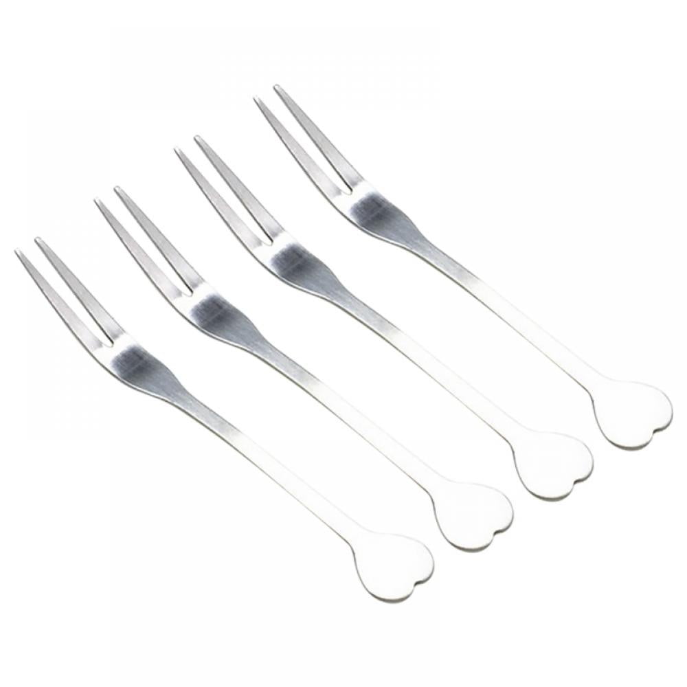 4Pcs Stainless Steel Forks,Escargot Forks 2 Prong Tasting Appetizer Forks Portable Cocktail Salad Fruit Forks For Party Travel - View #13