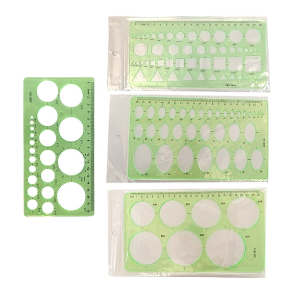 4Pcs Professional Geometric Drawing Stencils Clear Plastic Circlular Templates for Technical Drafting Outdoor Sketching