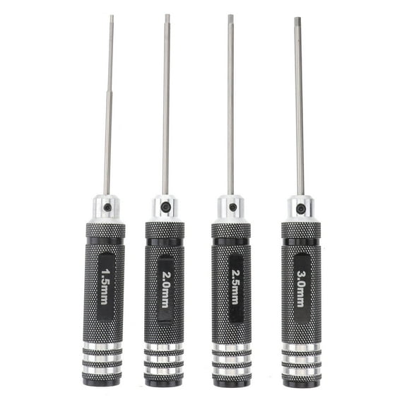 4Pcs Professional Products Metric Allen Key Screwdrivers High-speed Steel Tools (Black)