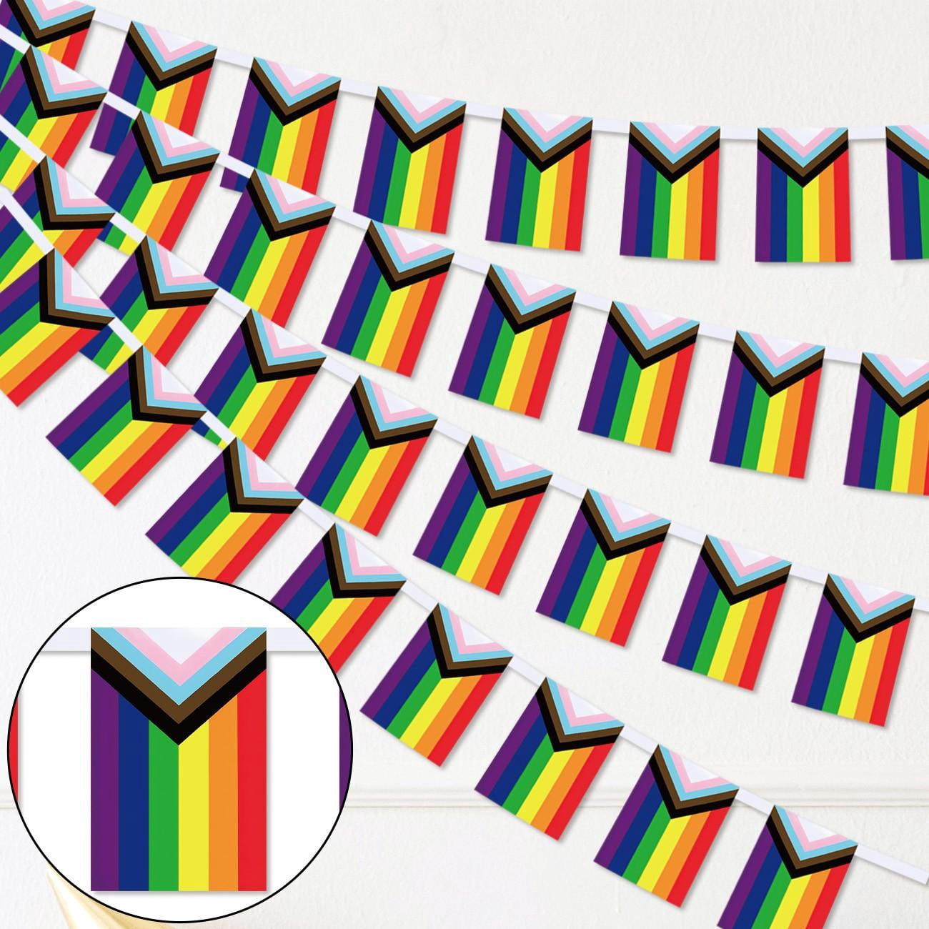 4Pcs Progress Pride Flags Banner Feet Gay Rainbow Banner String Lesbian ...