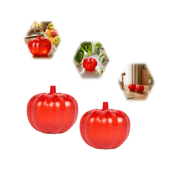 4Pcs Pumpkin-Shaped Fruit Fly Traps,Sticky Adhesive Catcher for Flying Insects,Non-Toxic Reusable Hornet Yellow Jacket Trap Hanging for Halloween Home Kitchen
