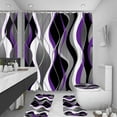 thumbnail image 1 of 4Pcs Purple Shower Curtain Sets with Non-Slip Rugs, Toilet Lid Cover and Bath Mat, Black and Gray Bathroom Decor Set Accessories Fabric Waterproof Shower Curtains with 12 Hooks, 72 x 72 Inch, 1 of 5