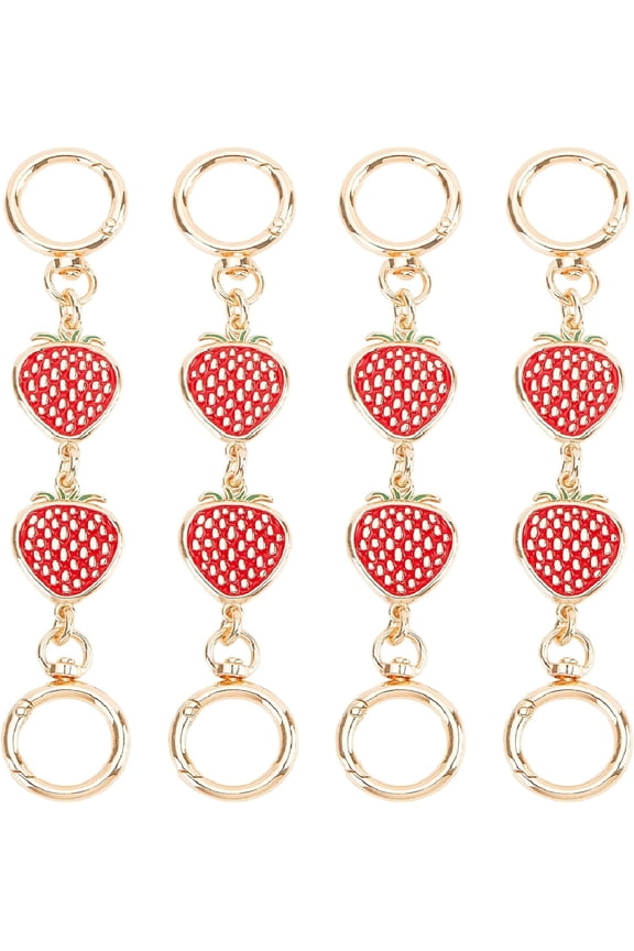 4Pcs Purse Chain Bag Extender Strap for Women Red Strawberry Crossbody Bags Shoulder Belt Handbag Handle Charms Short Links Replacement Accessories Metal DIY Supplies Messenger Bag