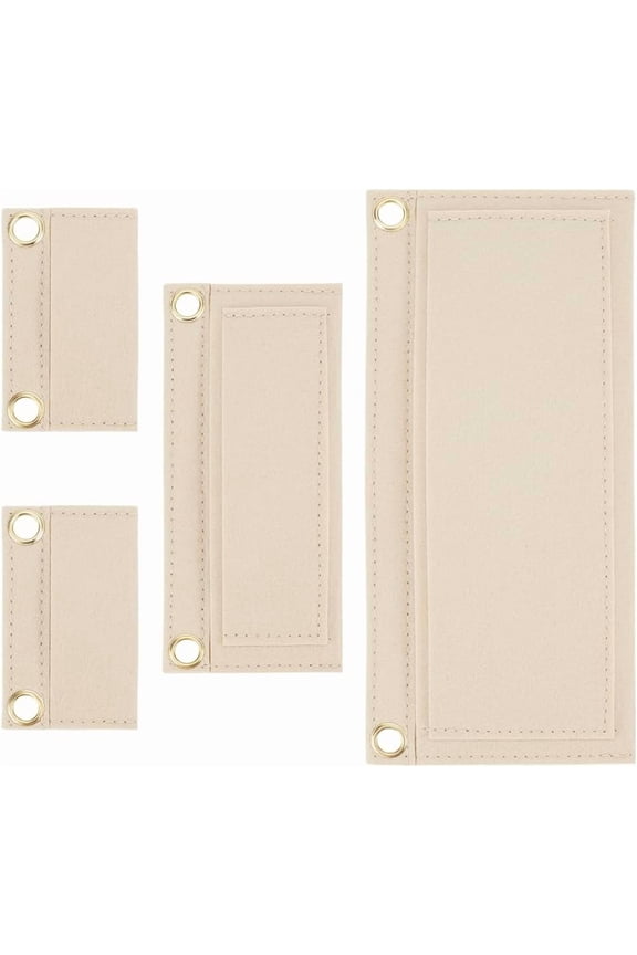 4Pcs Purse Organizer Inserts with Eyelet Pocket Envelope Bag Insert 3 Sizes Crossbody Conversion Liner Felt Wallet Organizer Pouch for Women Clutch Bag Handbag AccessoriesBeige Clear