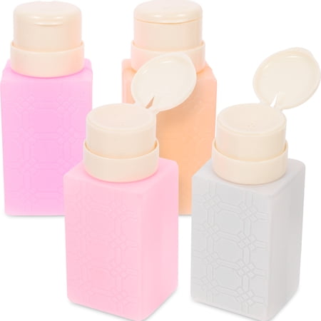 Greenadscape Compact Push Down Dispenser Gray 4Pcs Leak Proof For Nail Care Professionals